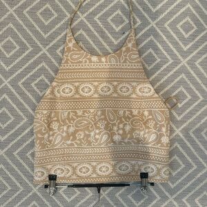 Alice + Olivia Tan and White Halter Top